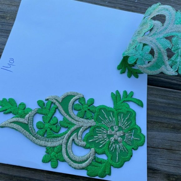 Iron Patches Craft Green Embroidery Applique Patches For Clothes Set of 2 - Picture 5 of 10